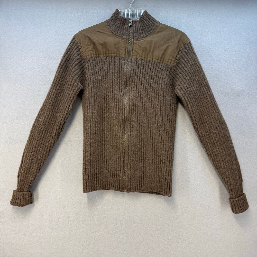 L.L. Bean Sweater Women's M Brown 100% Merino Lambs Wool Full Zip High Collar